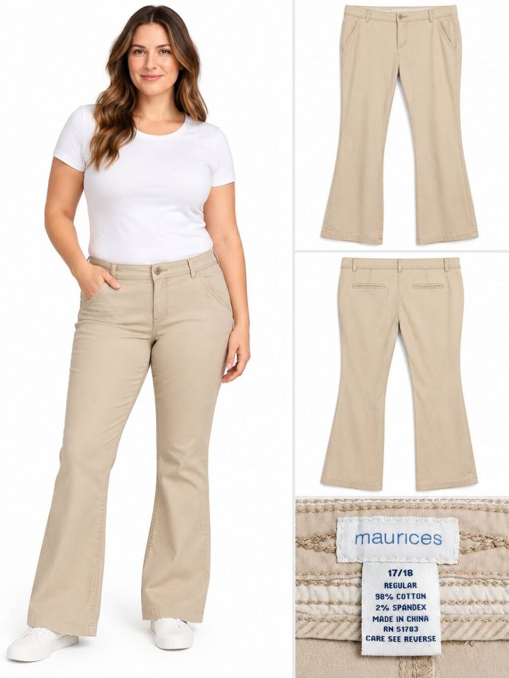 Maurices 17/18 Khaki Flare Chino Pants Juniors